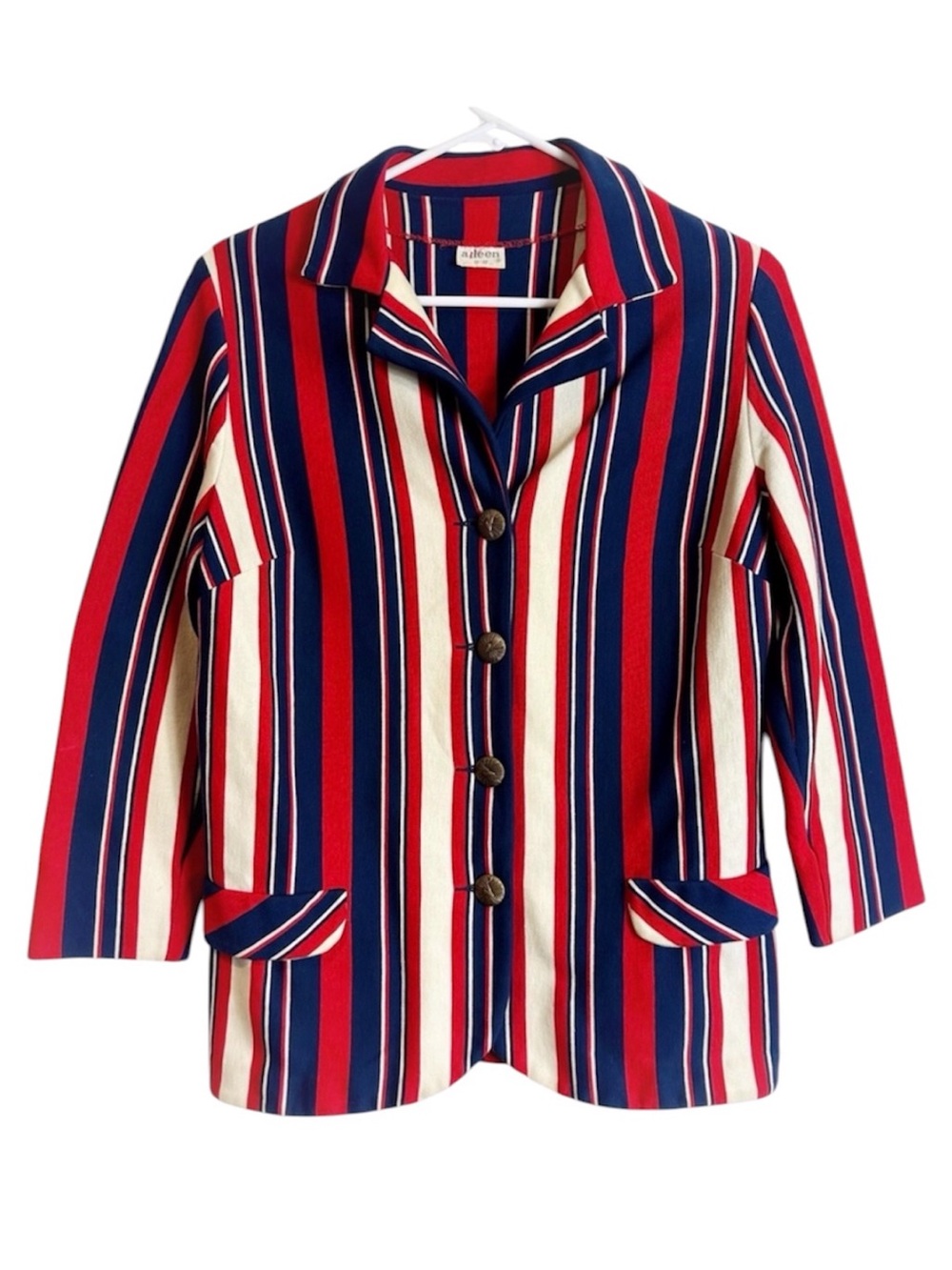 Vintage 1960’s Red White & Blue Stripe Blazer Accent Buttons SEE DESCRIPTION